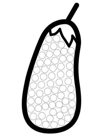 Simple Eggplant Dot Art Coloring Page